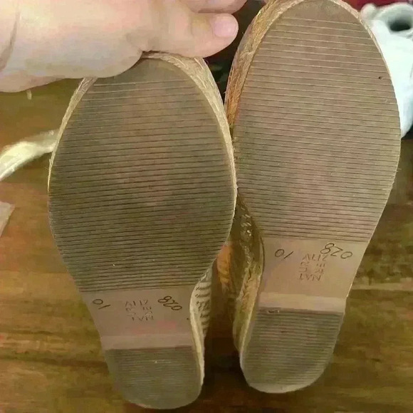 Naturalizer Thea 3 Platform Espadrilles Shoes Metallic Iredescent Gold Size 10 - Picture 8 of 8